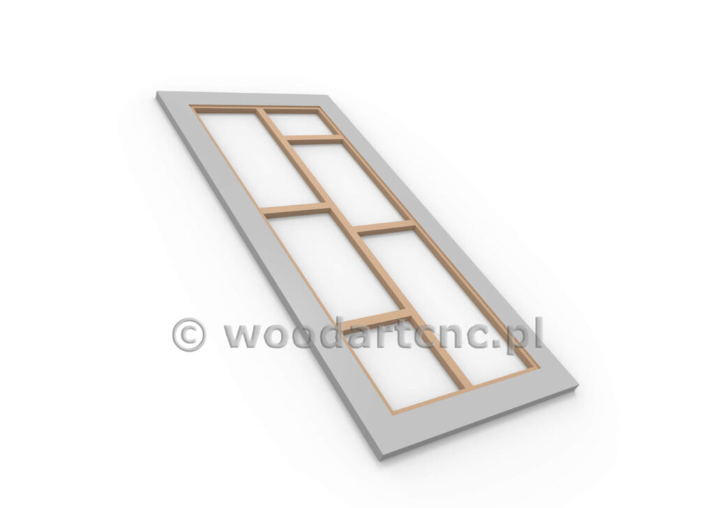 Front ze szprosami, które wracają do łask dekoratorów wnętrz, wykonane z MDF po frezowaniu przekazane do lakierni a tam malowane wybranym przez klienta kolorem. Wybór kolorów gwarantuje idealny dobór zadowalających i odpowiednich do wystroju i aranżacji wnętrza.